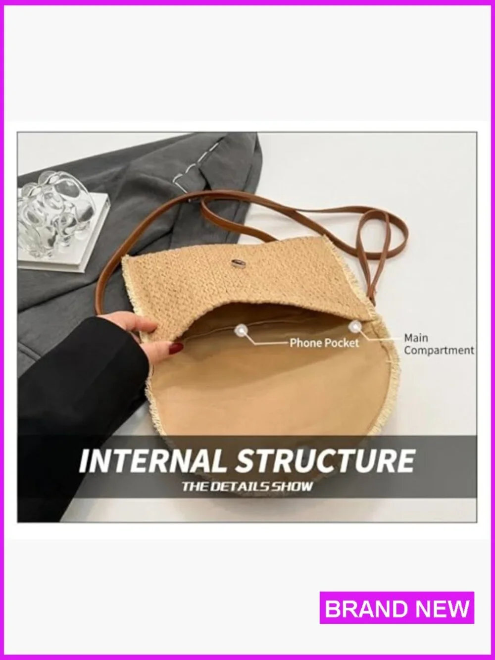 Straw Clutch Purse Summer Woven Handbag Crossbody Shoulder Bag Envelope